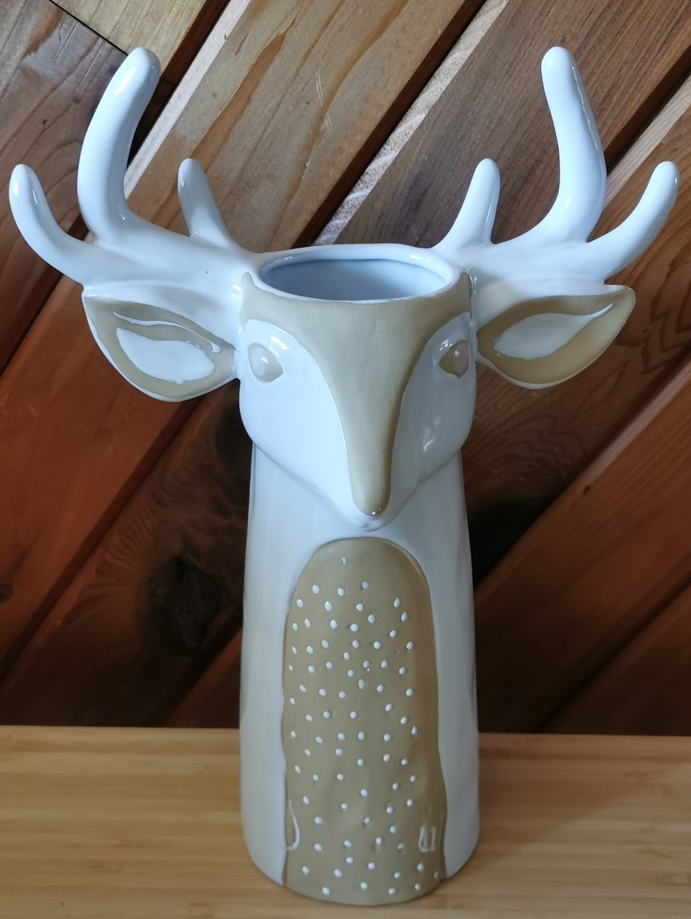 Anthropologie Ceramic Deer / Stag Antler Vase